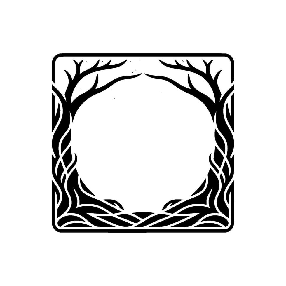 Stylized Tree Frame, Organic Border, Minimalist, Botanical vector