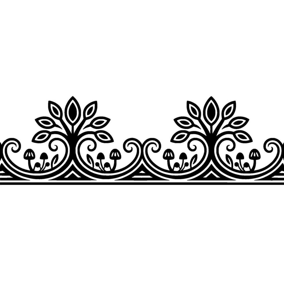 Elegant Black Floral Border, Vintage, - Lineart vector