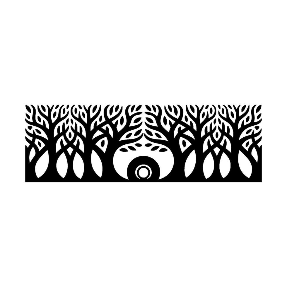 Geometric Tree Border, Minimalist, Circular Motif vector
