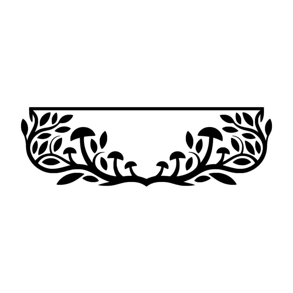 Elegant Botanical Border, Vintage Element - Mushroom vector