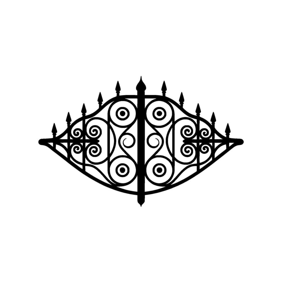 Intricate Black Metal Gate Silhouette, Minimalist vector