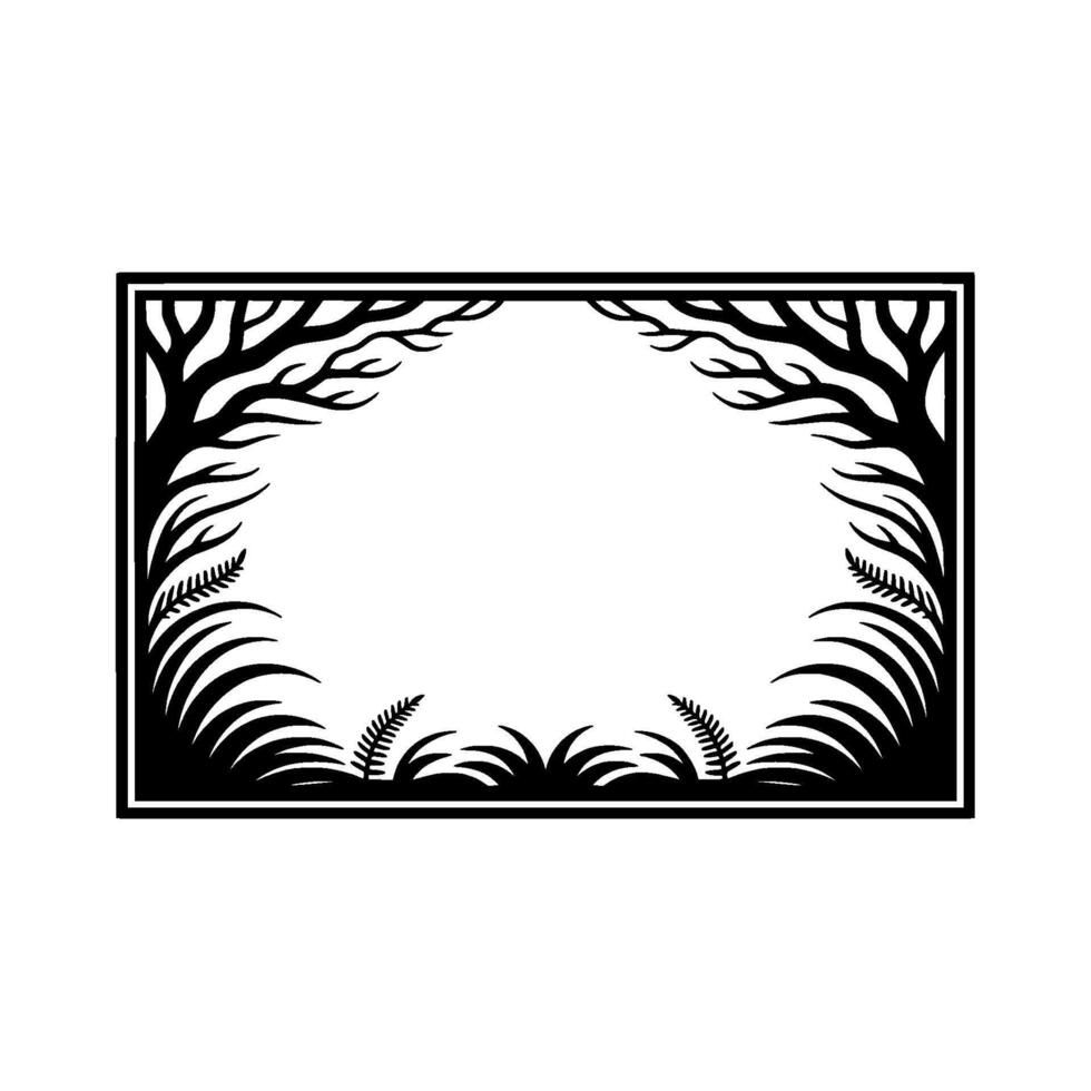 Stylized Forest Frame, Minimalist Botanical Border vector
