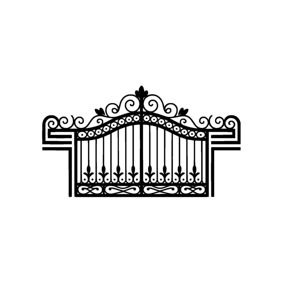 Ornate Black Gate, Vintage Elegance, Symbolic Entrance vector