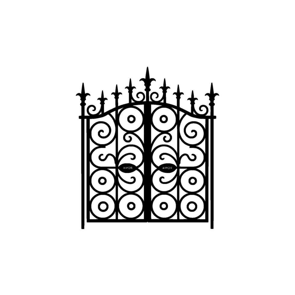Intricate Black Iron Gate, Romantic Symbolism vector