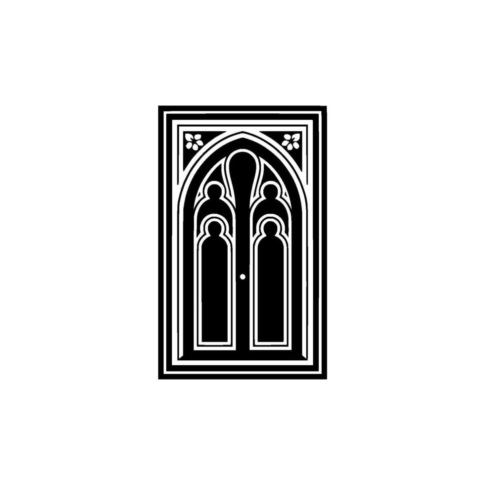 Gothic Archway Emblem, Vintage Silhouette, Symbolic Portal vector