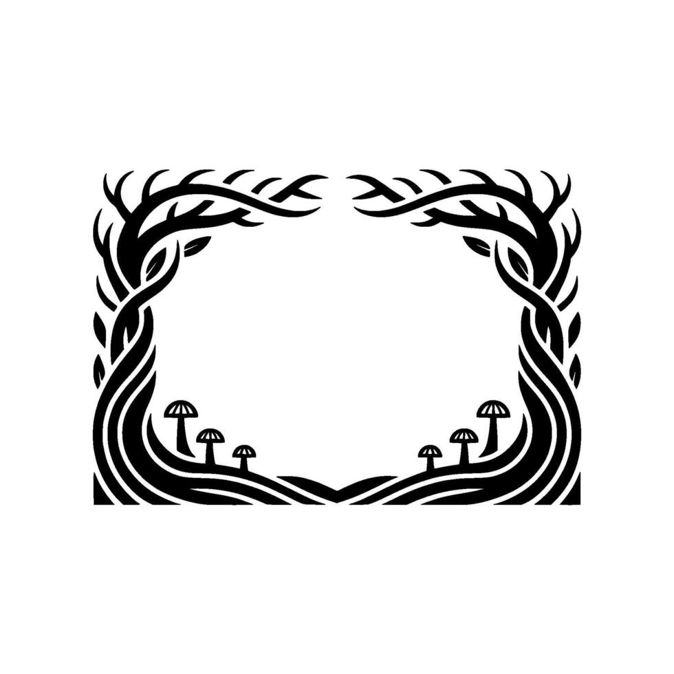 Enchanted Forest Frame Regal Deer Mystical Mushrooms vector