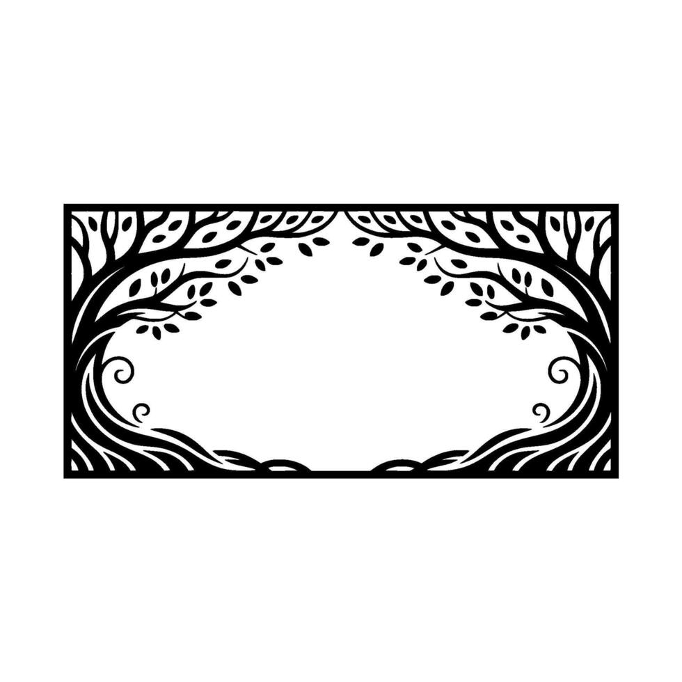 Elegant Black Tree Frame, Botanical Border, Vintage vector