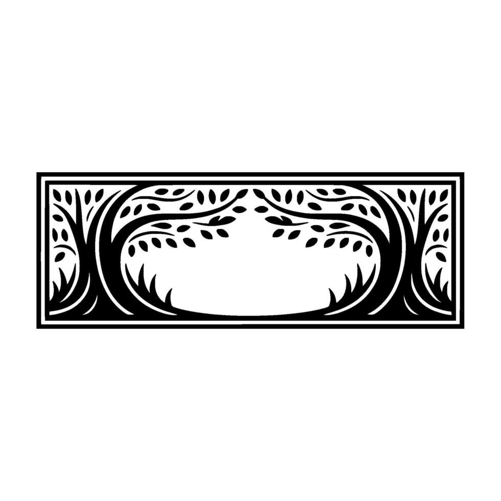 Elegant Botanical Frame, Vintage Style, Tree Silhouette vector