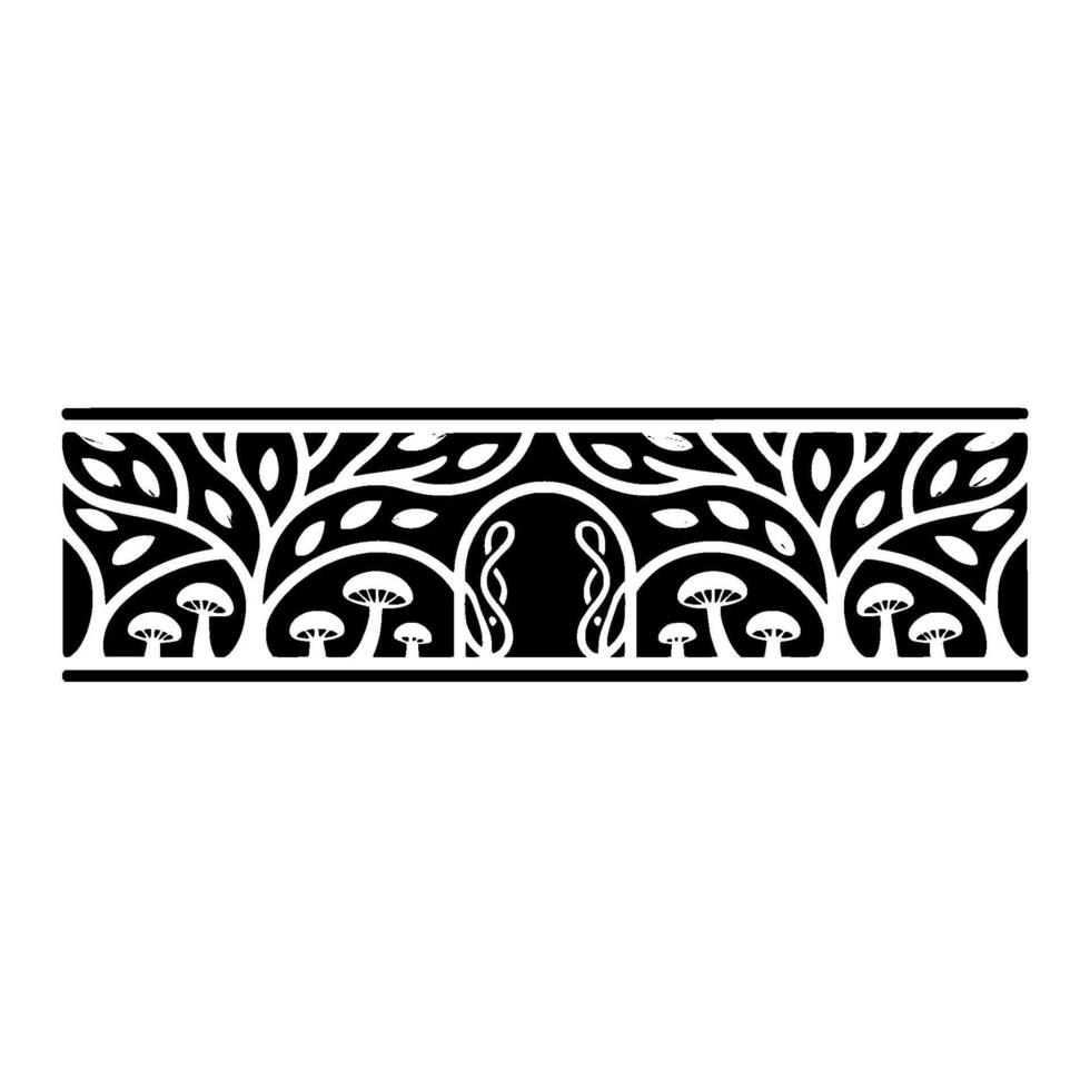 Stylized Mushroom Border, Art Nouveau Inspired - Symmetry vector