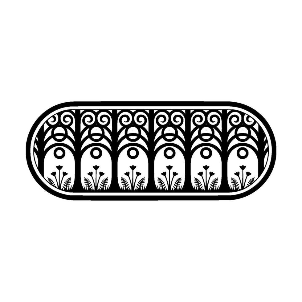 Geometric Tribal Ornament, Stylized Oval Motif vector