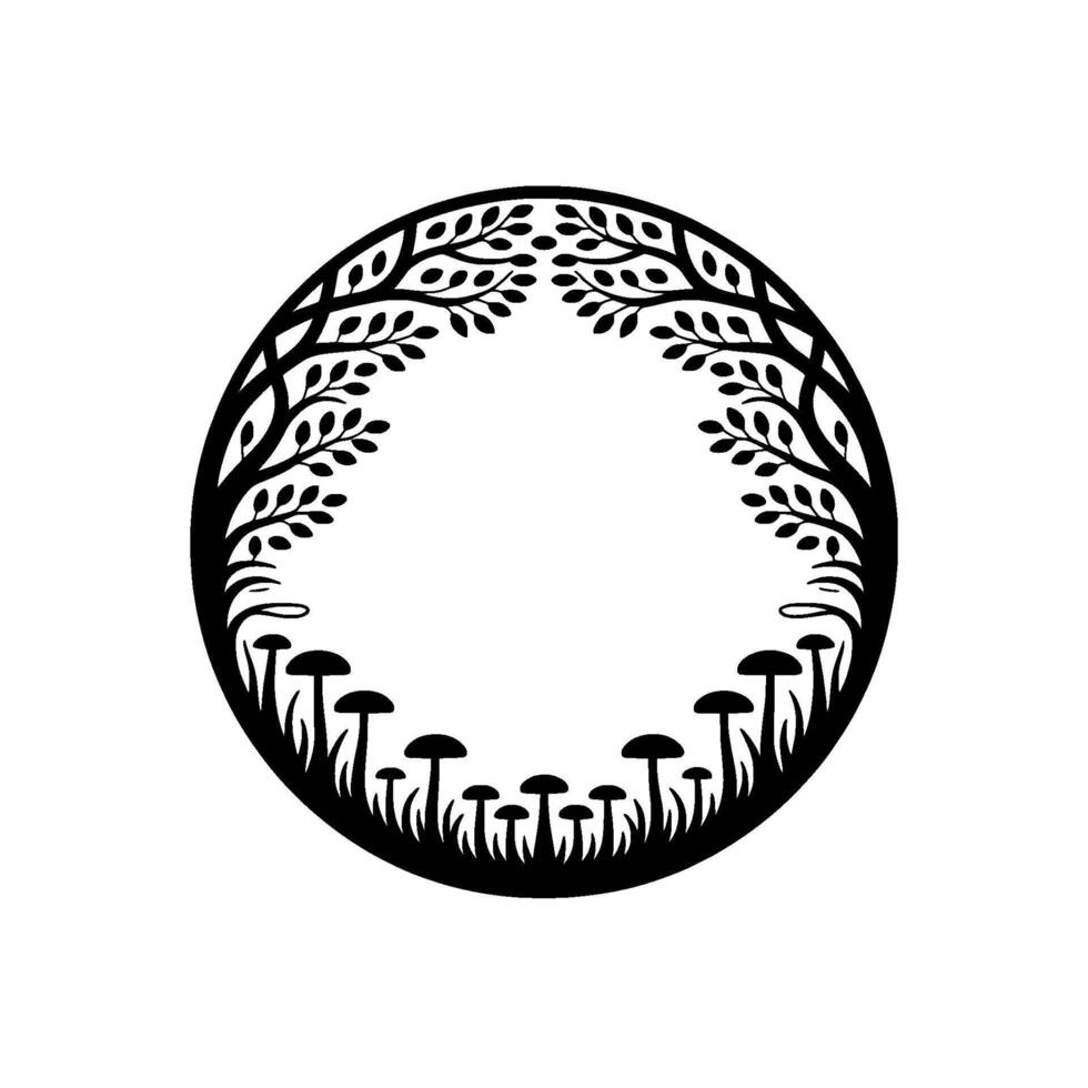 Circular Forest Emblem, Mystical Growth, Symbolic, Circle vector