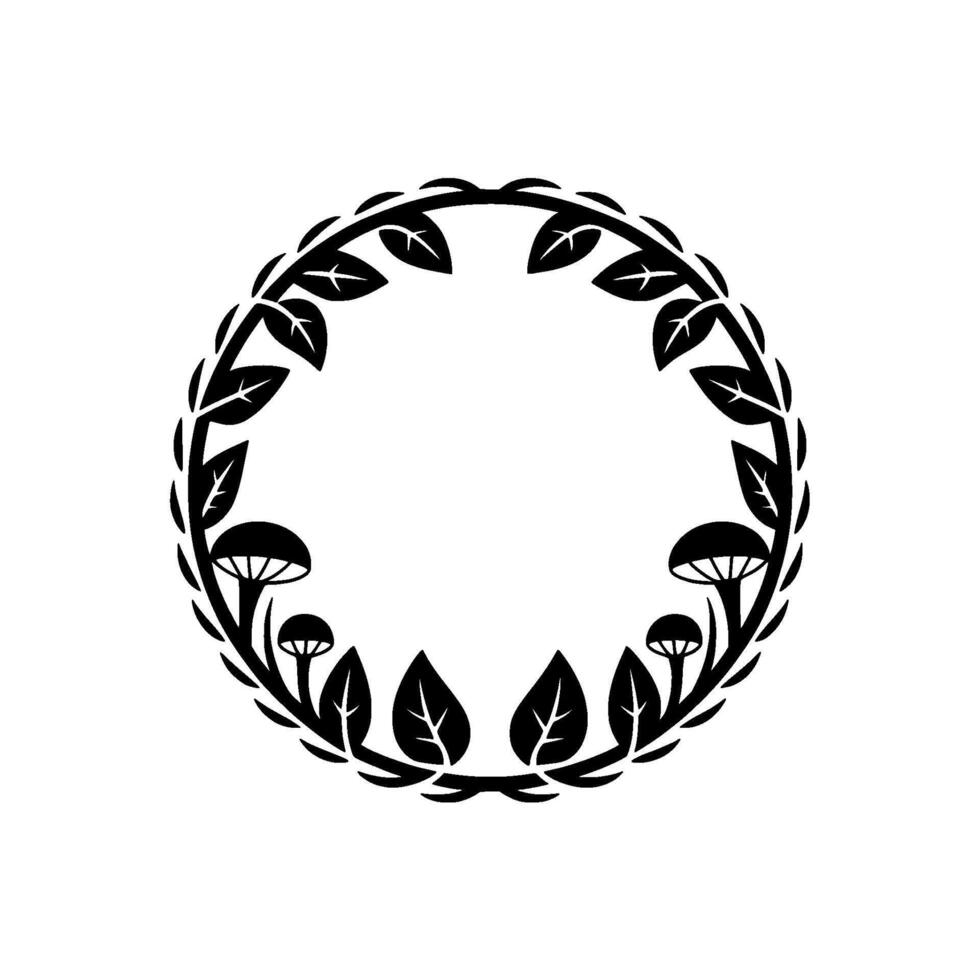 Circular Botanical Emblem, Minimalist, Wreath vector
