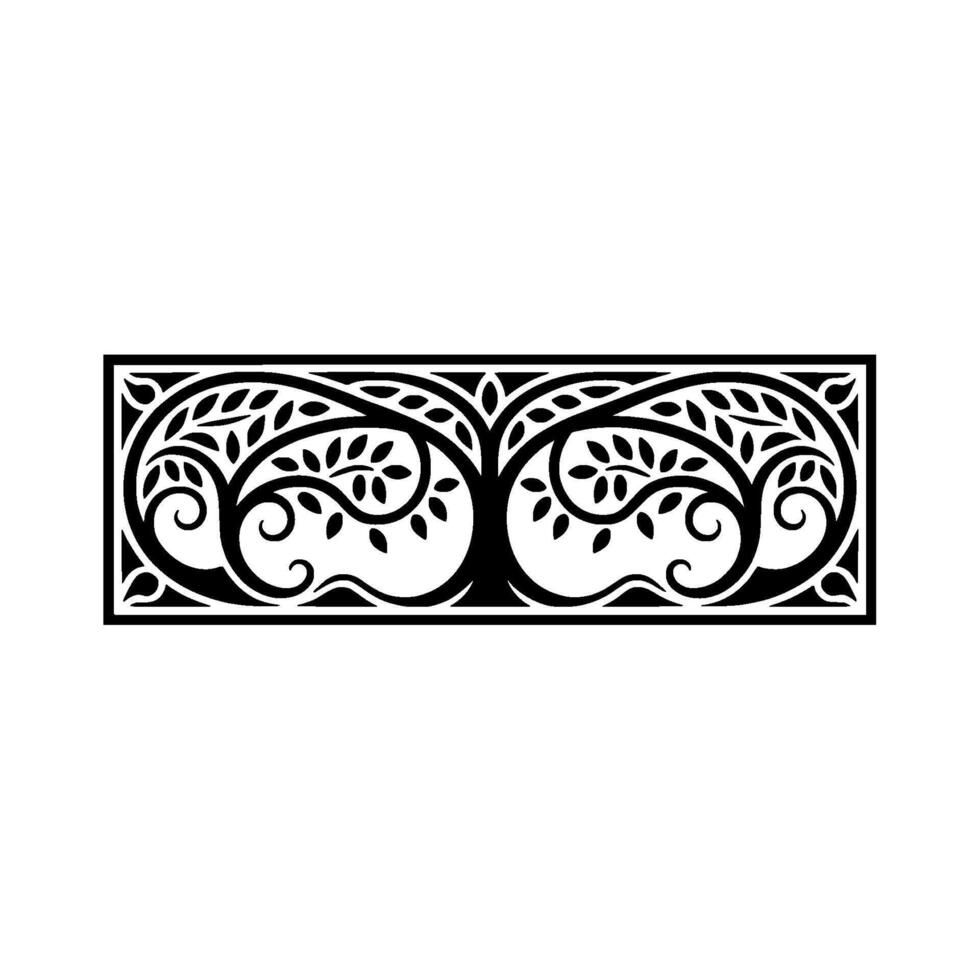 Intricate Black Tree Border, Vintage Ornamentation vector