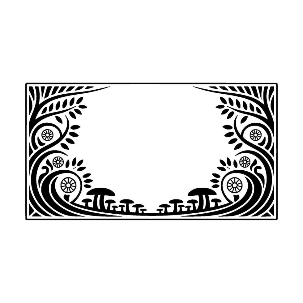 Ornate Botanical Frame, Mystical Woodland, Art nouveau vector