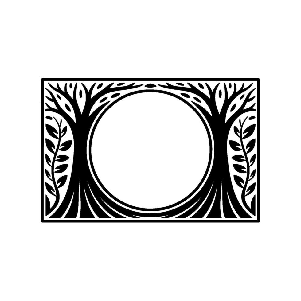 Stylized Tree Frame, Organic Ornamentation, Minimalist vector