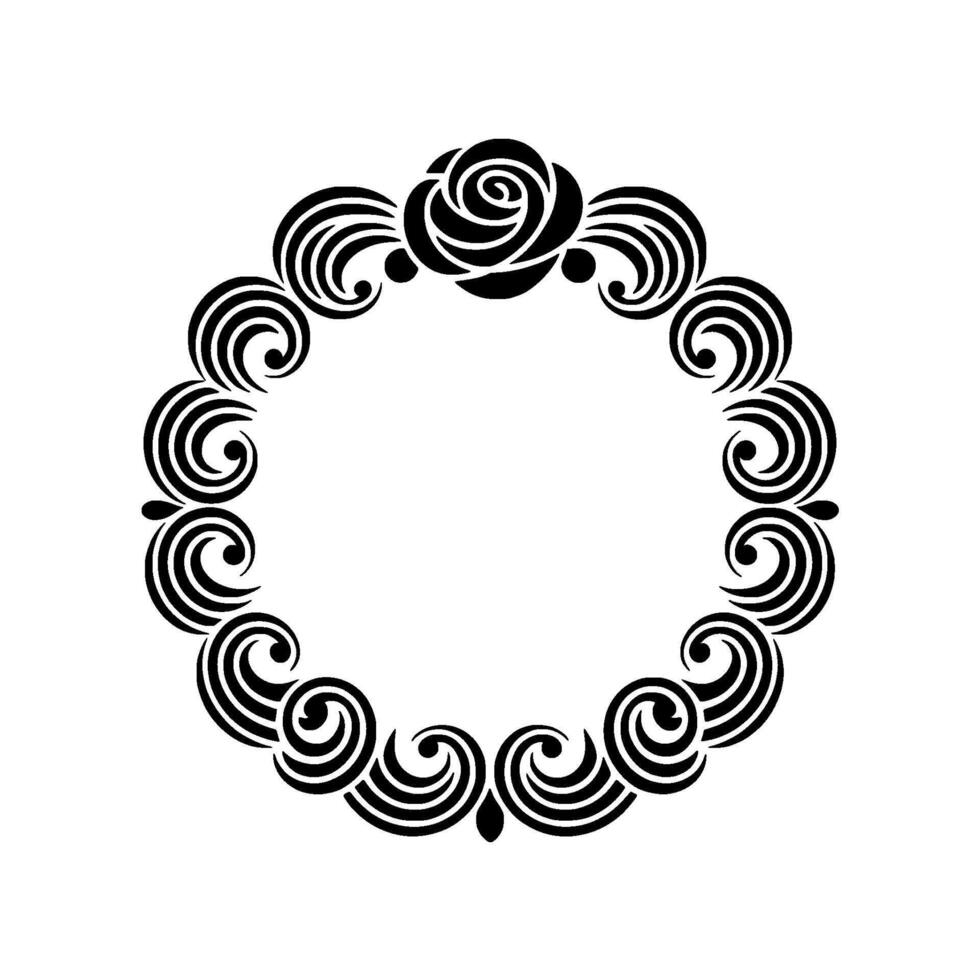 Intricate Black Floral Border, Elegant Element, Circle vector