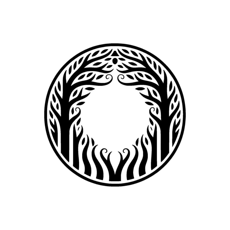 Intricate Tree Emblem, Circular Tribal vector