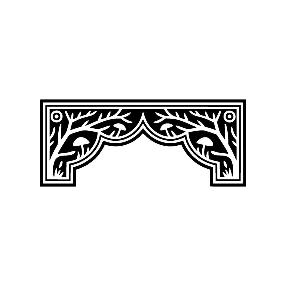 Intricate Mushroom Archway, Vintage Botanical Illustration, Mushrooms vector