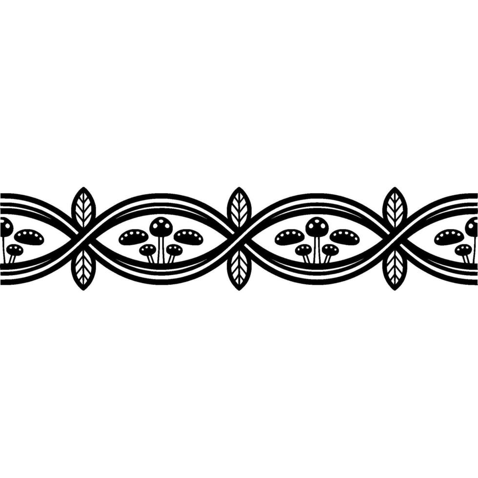 Art Nouveau Botanical Border Elegant, Stylized, Black White vector