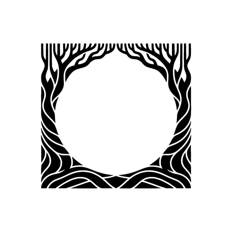Abstract Tree Frame, Minimalist, Circular Composition vector