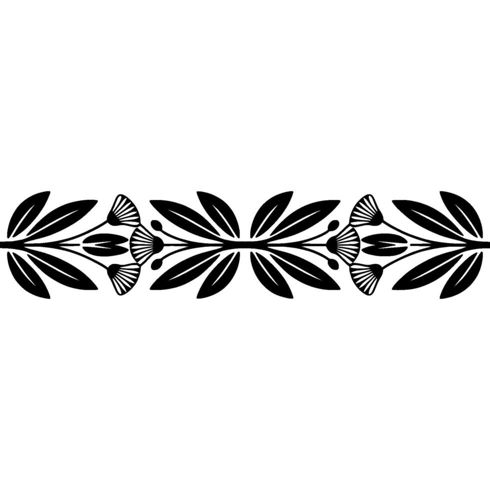 Stylized Botanical Border, Art Deco Inspired - Floral vector