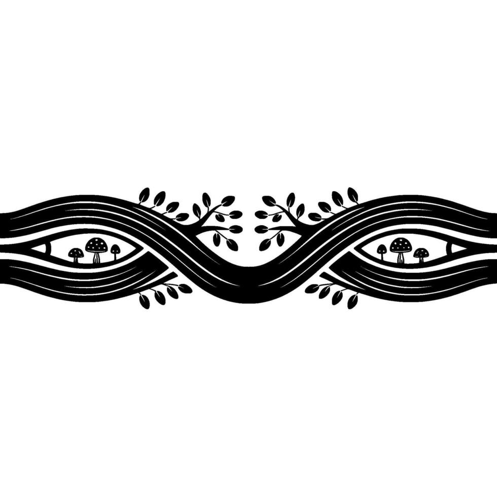 Winding Path, Forest Spirits, and Mushroom Guardians vector