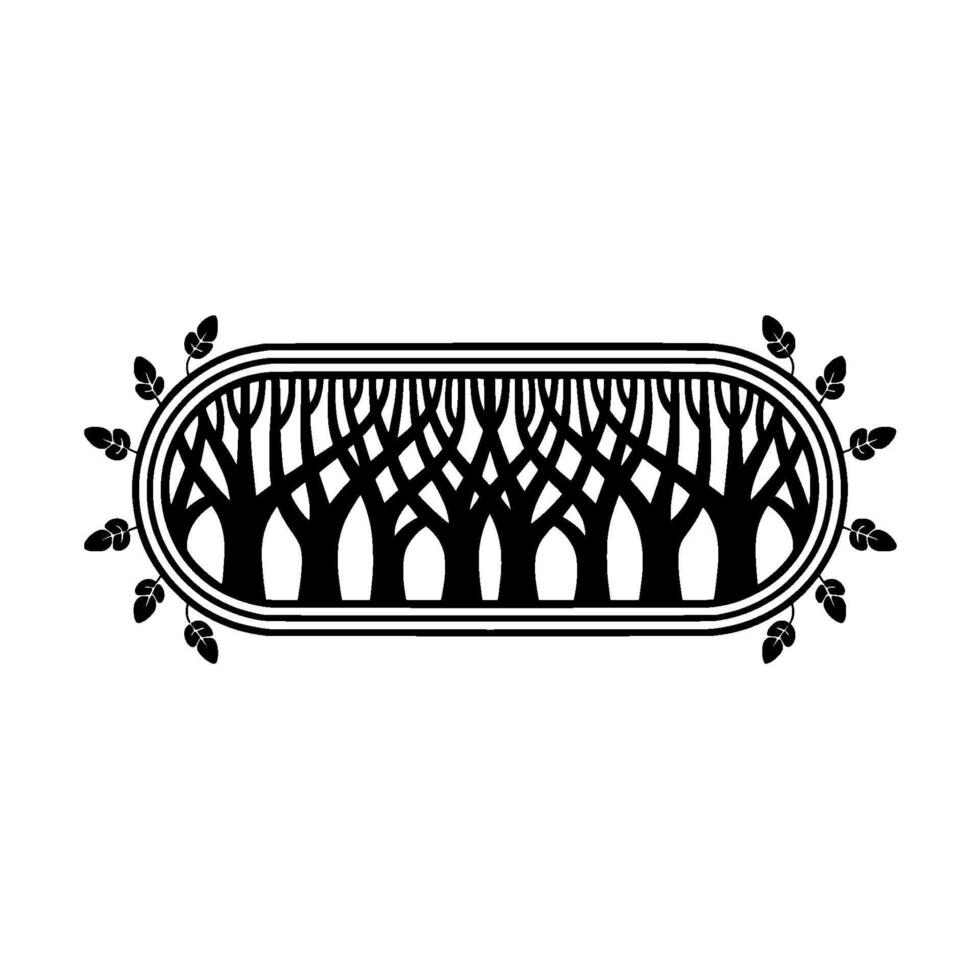 Stylized Forest Emblem, Organic Silhouette, Minimalist, Trees vector