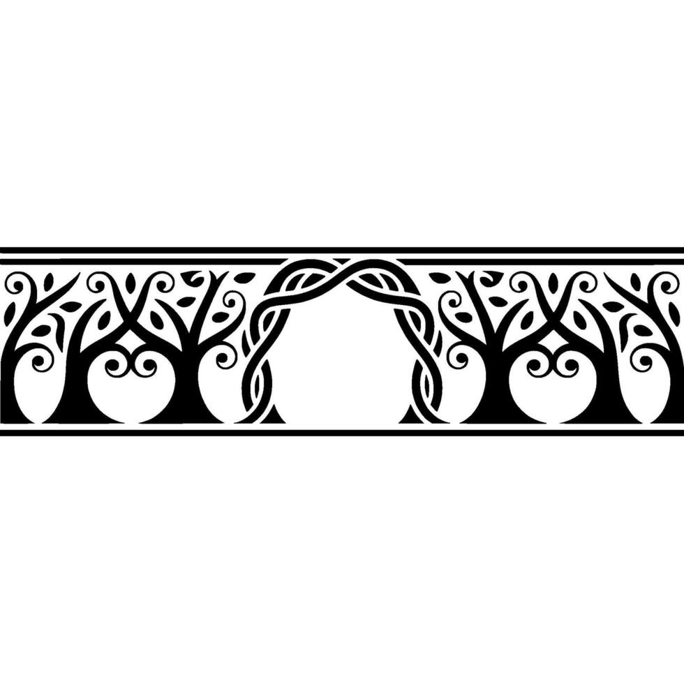 Intricate Black Tree Border, Vintage, Elegant Ornamentation vector