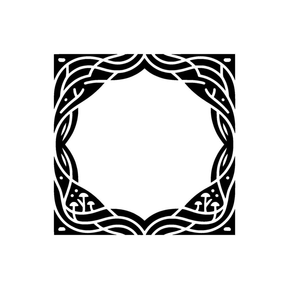 Intricate Celtic Frame, Mushroom Motif, Vintage vector