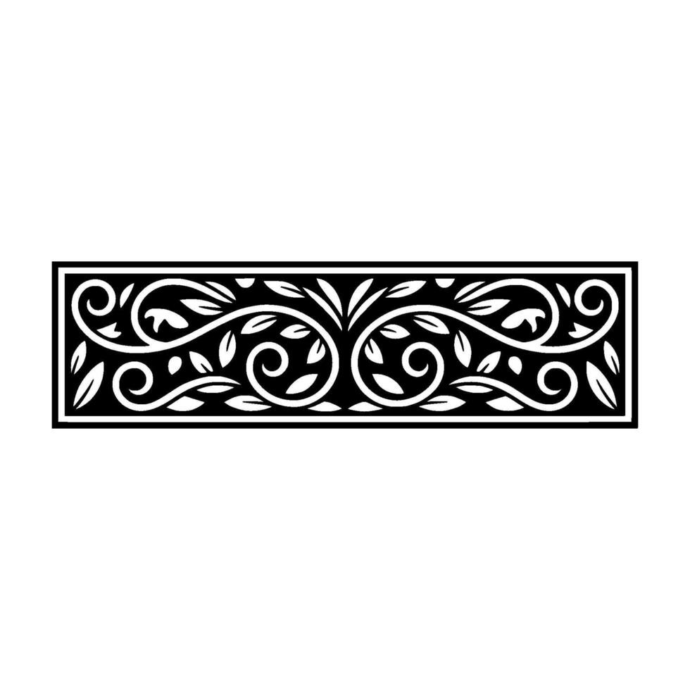Elegant Black and White Floral Border - Scroll vector