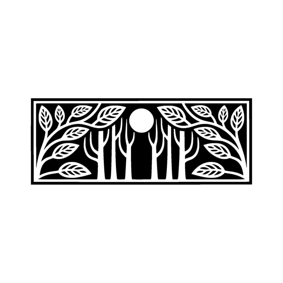 Stylized Forest Silhouette, Lunar Glow, Art Deco vector