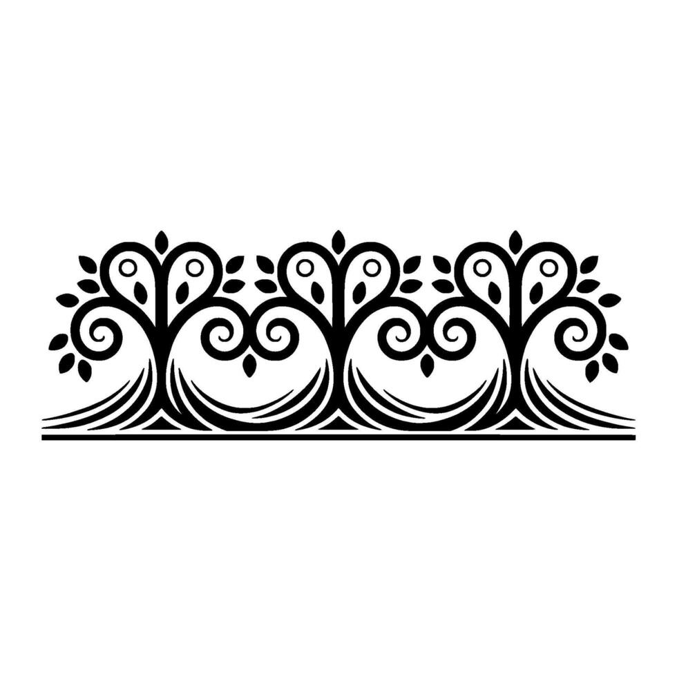 Elegant Botanical Border, Vintage Style Illustration, Trees vector