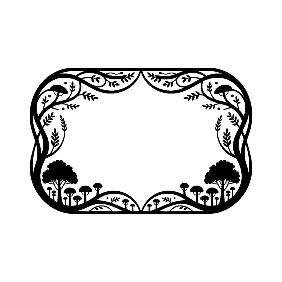 Stylized Forest Frame, Art Nouveau Inspired Border vector