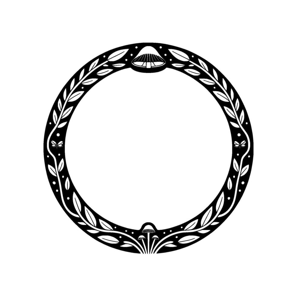 Mystical Circle, Botanical Ornamentation, Psychedelic vector