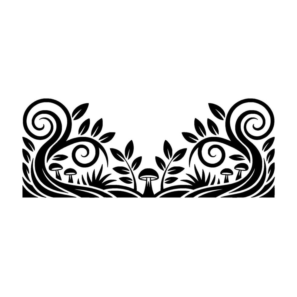 Botanical Swirl Elegant Forest Border vector