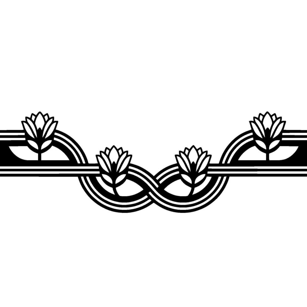 Art Deco Floral Border Elegant, Stylized, Vintage vector