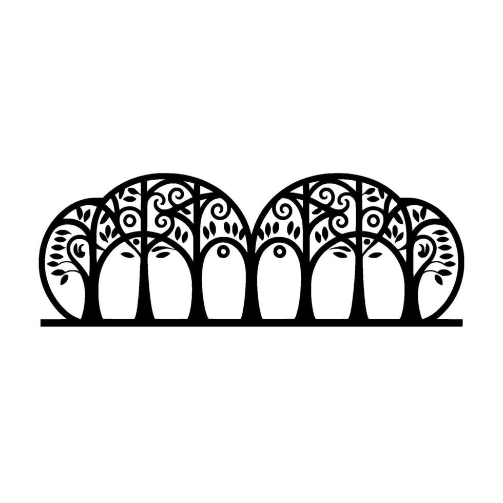 Stylized Tree Border, Elegant Black White, Ornamental vector