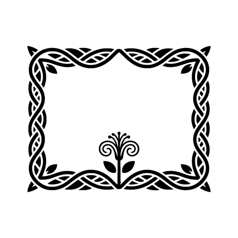 Celtic Knot Frame with Floral Accent Elegant Border vector