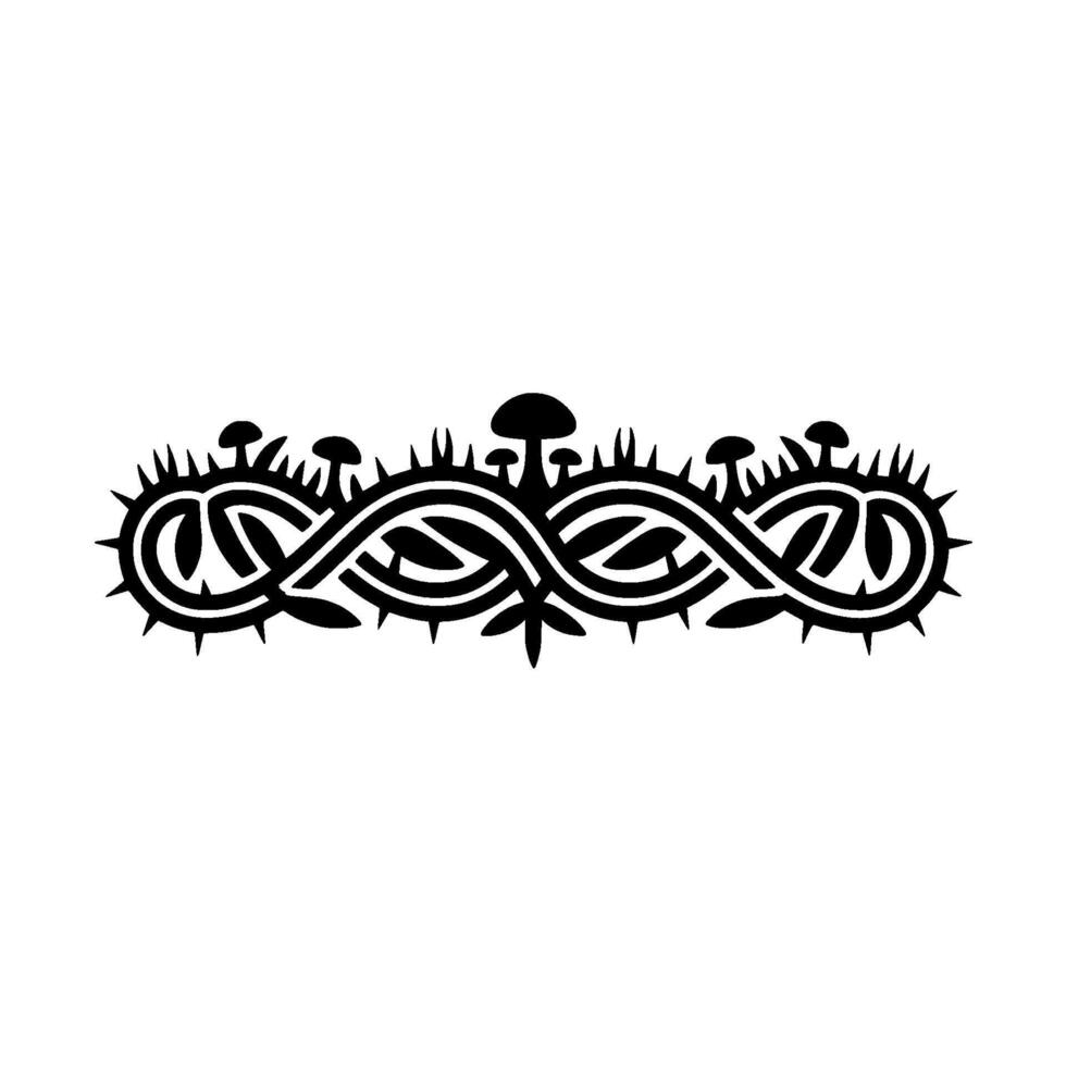 Mystical Forest Border, Intricate Black vector