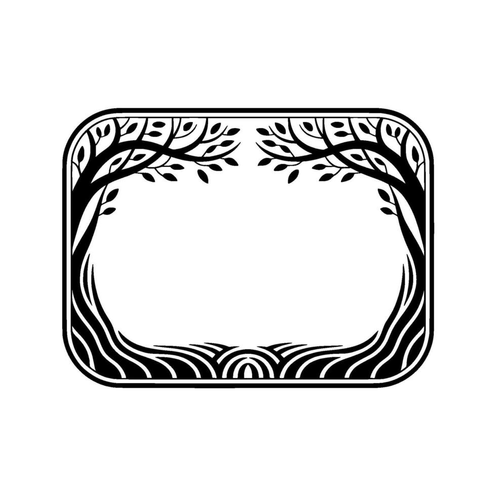 Art Deco Tree Frame, Elegant Botanical Border, Vintage vector