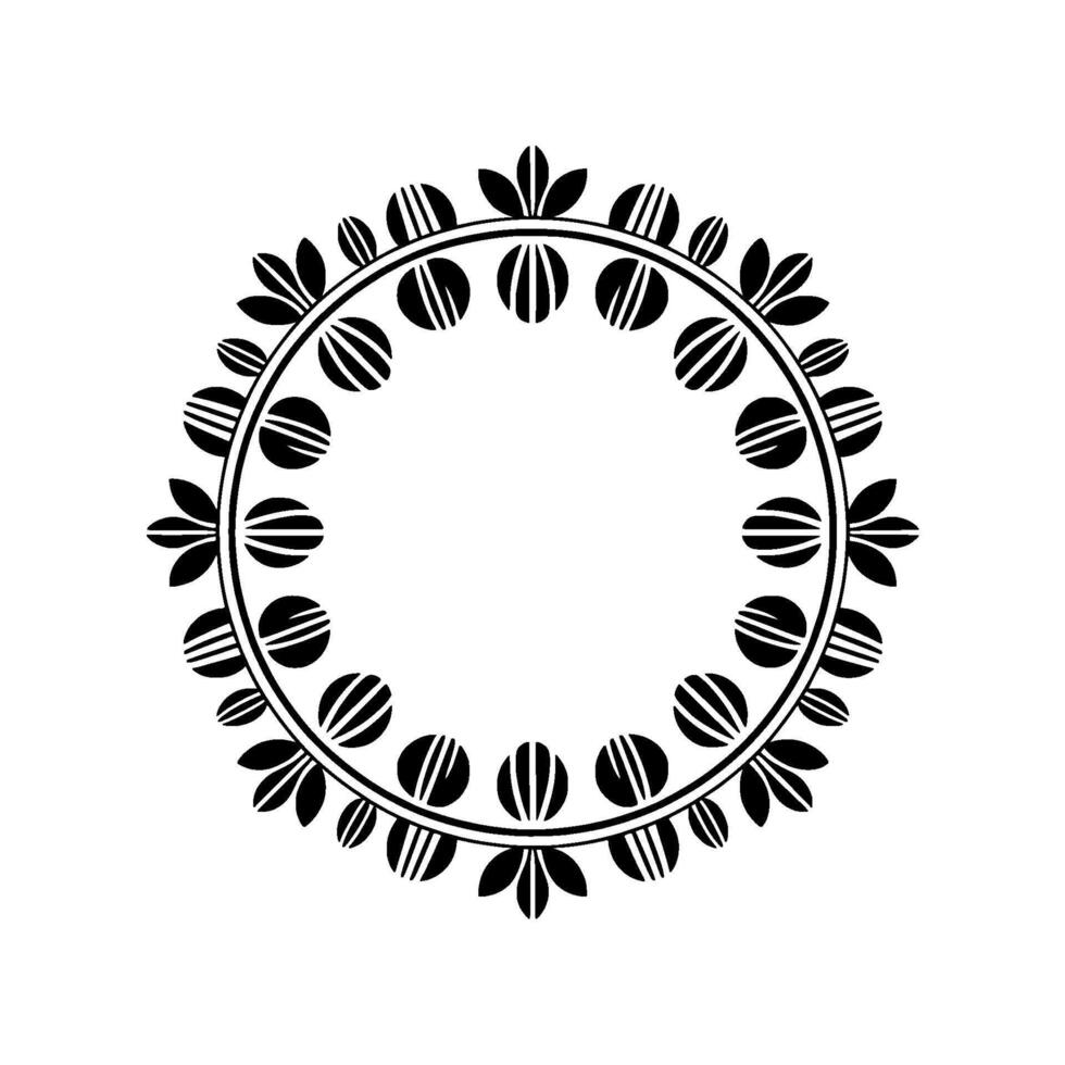 Geometric Leaf Border, Minimalist, Circular Motif vector