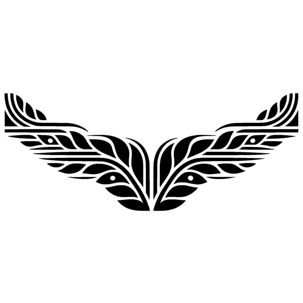 Stylized Wing Emblem, Dark Silhouette, Elegant vector
