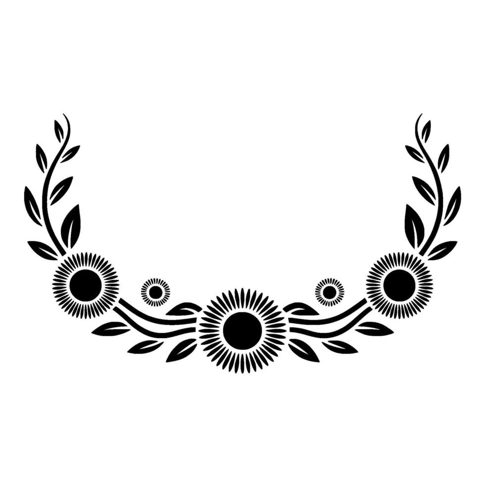 Stylized Sunflower Garland Border, Vintage, Floral vector