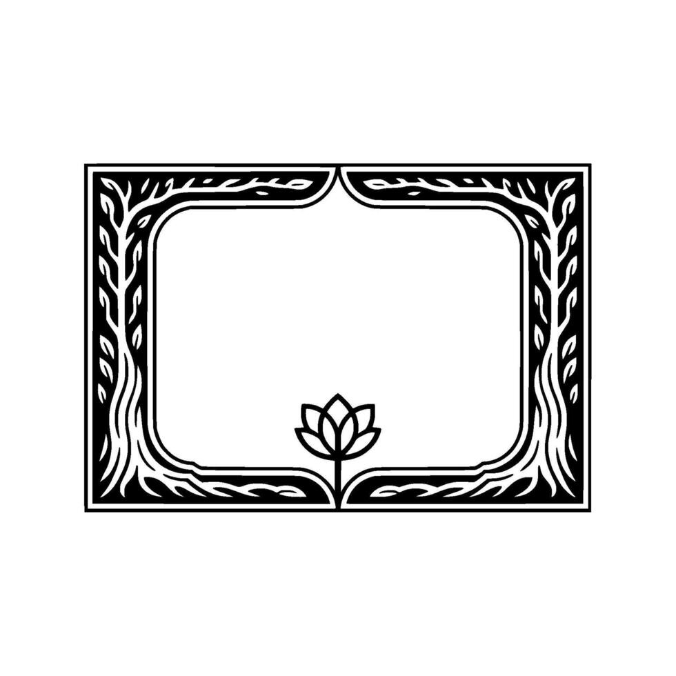 Art Nouveau Floral Frame, Elegant Border, Symmetry vector