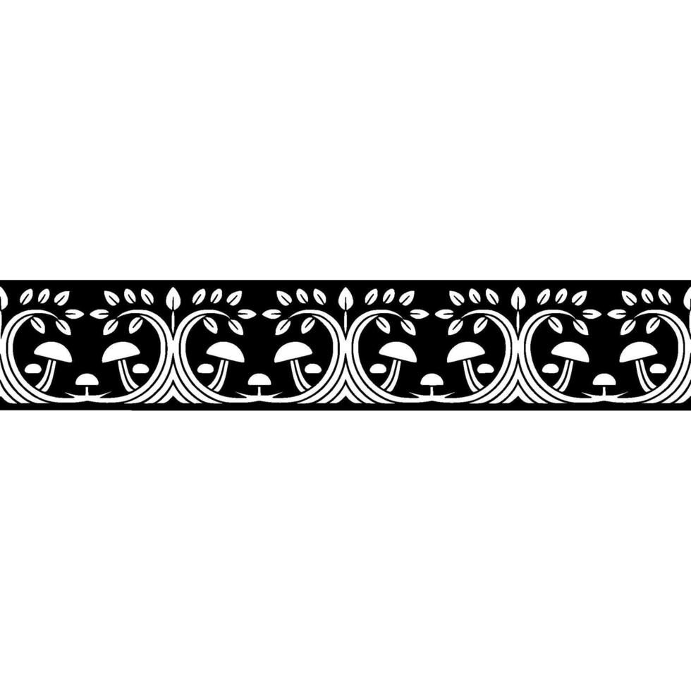 Stylized Mushroom Border, Art Nouveau Inspired, Mushrooms vector