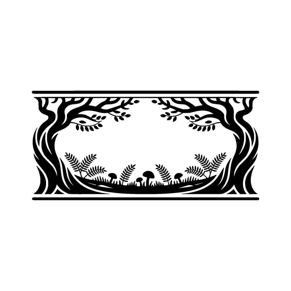 Stylized Forest Frame, Vintage Botanical Illustration, Foliage vector