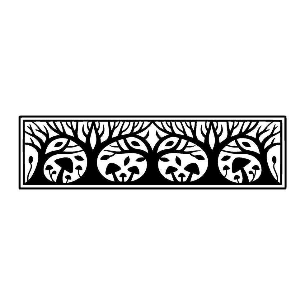 Stylized Mushroom Tree Border, Art Nouveau Inspired, Decorative vector