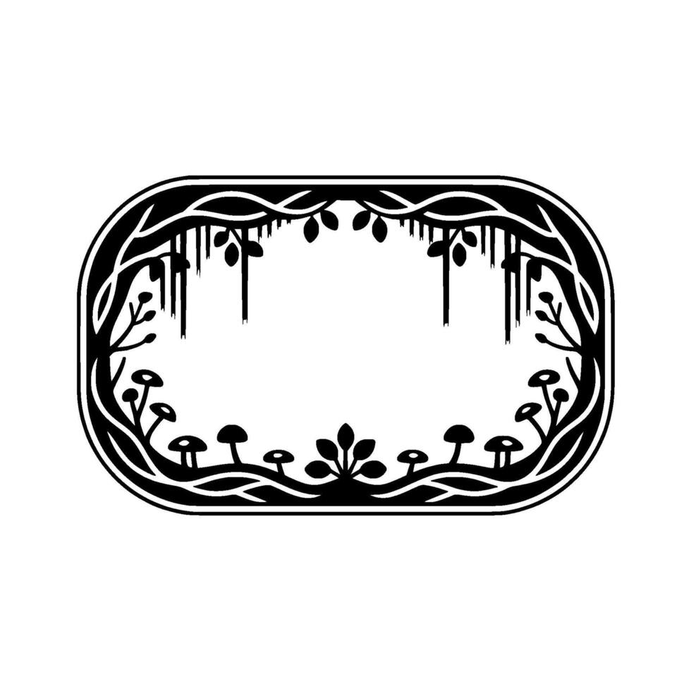 Ethereal Forest Frame Vintage Botanical Illustration vector