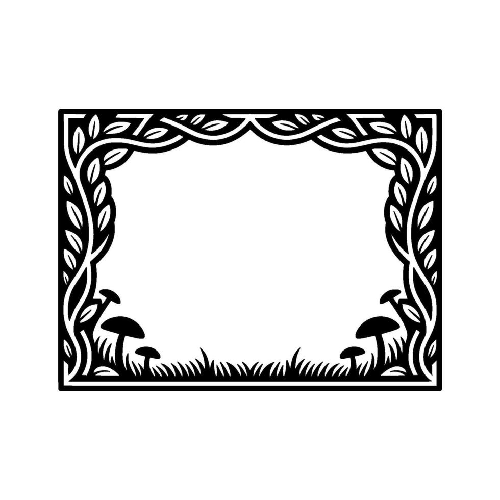 Stylized Forest Border, Intricate Leaf vector