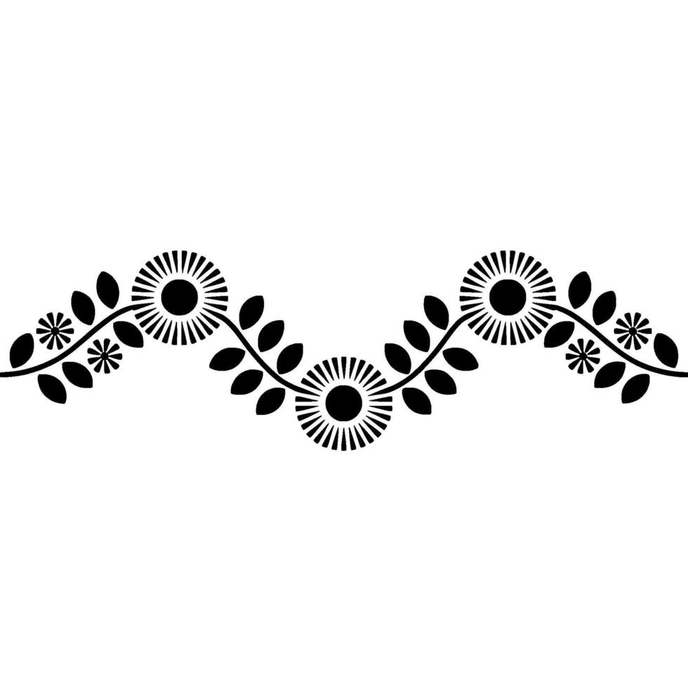 Stylized Floral Border, Folk Art, Minimalist Pattern vector